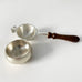 Silver Coated Wooden Handle Brass Tea Strainer With a Silver Plated Vintage Stand